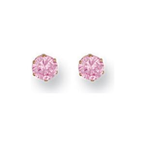 9ct Yellow Gold 4mm Claw Set Pink Cubic Zirconia Studs