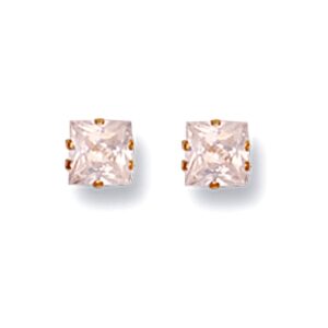 9ct Yellow Gold 5mm Claw Set Princess Cut Cubic Zirconia Studs