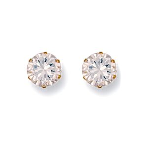 9ct Yellow Gold 7mm Claw Set Cubic Zirconia Studs