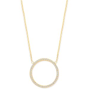 9ct Yellow Gold Circle Of Life Cubic Zirconia Pendant 17" + 2" Chain