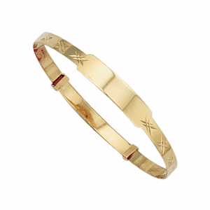 9ct Yellow Gold Diamond Cut Expandable ID Baby Bangle
