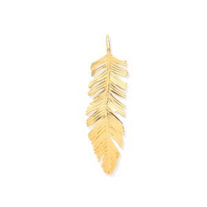 9ct Yellow Gold Feather Leaf Large Pendant