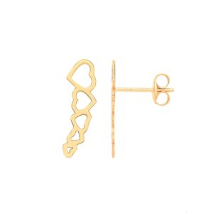 9ct Yellow Gold Graduated Hearts Studs