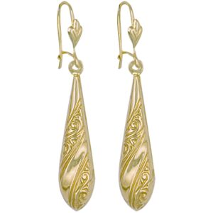 9ct Yellow Gold Patterned Drops