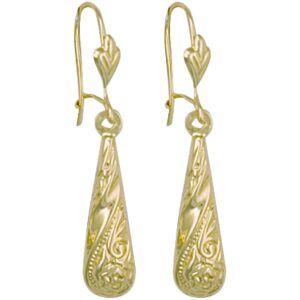9ct Yellow Gold Patterned Drops