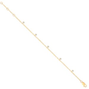 9ct Yellow Gold Rub-over 0.10ctw Diamond Bracelet
