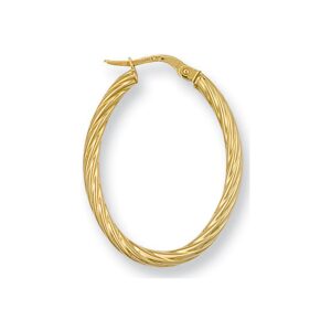 9ct Yellow Gold Twisted Oval Hoop Earrings