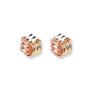 9ct Yellow White & Rose Gold Fancy Knot Studs