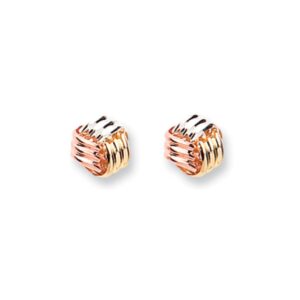 9ct Yellow White & Rose Gold Fancy Knot Studs