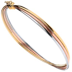 9ct Yellow, White & Rose Gold Russian Wedding Bangle