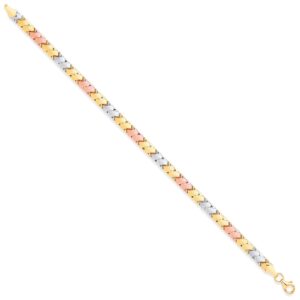 W, R & Yellow Gold Double Kisses Ladies Bracelet