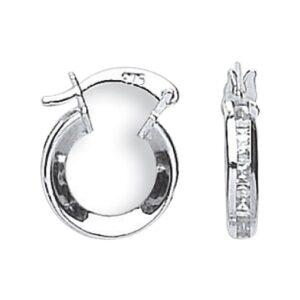 White Gold 13mm Princess Cut Cubic Zirconia Hoops