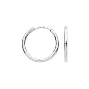 White Gold 14mm Plain Hinged Huggies