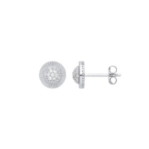 White Gold Cubic Zirconia Round 8mm Stud Earrings