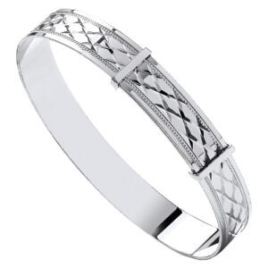White Gold D/c Expandable Baby Bangle