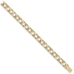 Yellow Gold 12mm Plain & Bark Casted Curb Bracelet
