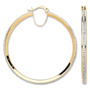 Yellow Gold 46mm Round Crystal Hoop