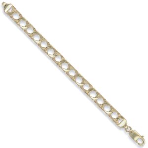 Yellow Gold 7.5mm Plain & Bark Casted Curb Baby Bracelet