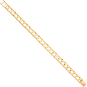 Yellow Gold 9mm Casted Grain Edge Gents Bracelet