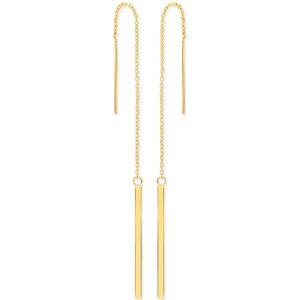 Yellow Gold Chain Drop Threader Earrings