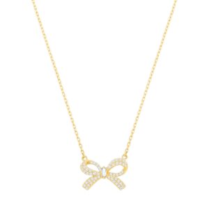Yellow Gold Cubic Zirconia Bow Chain