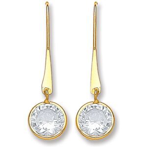 Yellow Gold Cubic Zirconia Drop Hook Style Earrings