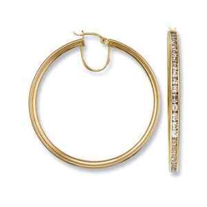 Yellow Gold Cubic Zirconia Hoop Earrings