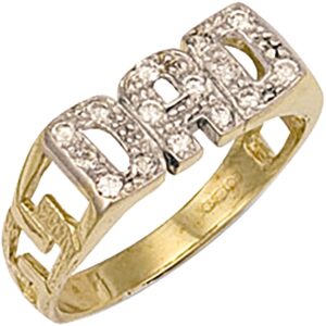 Yellow Gold Cubic Zirconia Id Sides Dad Ring