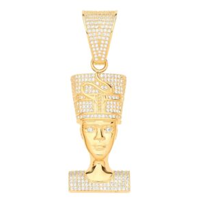 Yellow Gold Cubic Zirconia Nefertiti Pendant