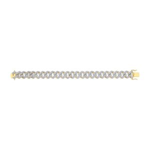 Yellow Gold Cubic Zirconia Prong Cuban Gents 14.5mm Bracelet