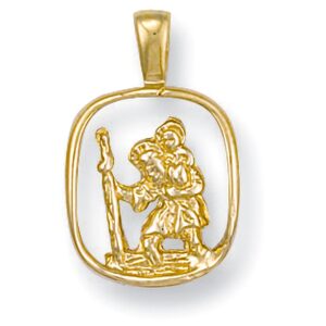 Yellow Gold Cut Out St Christopher Pendant