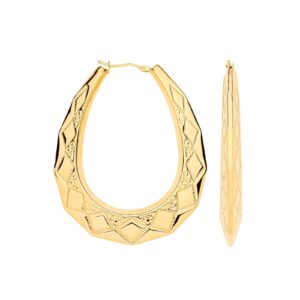 Yellow Gold D/c Oval 55mm Long, Large Creoles