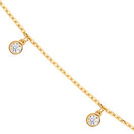 Yellow Gold Dangling Cubic Zirconias Diamond By The Yard 17"necklace/07" Bracelet