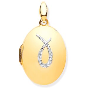 Yellow Gold & Diamonds Oval Locket