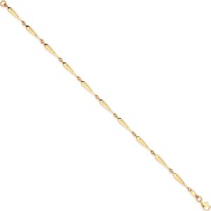 Yellow Gold Elongated Teardrop Link Ladies Bracelet