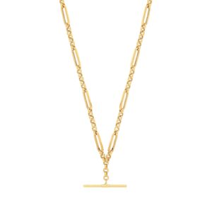Yellow Gold Figaro Belcher T-bar Bracelet/necklace
