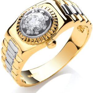 Yellow Gold Gents Cubic Zirconia Ring