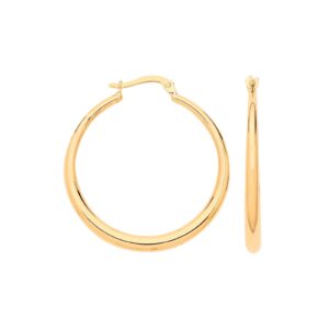 Yellow Gold Graduated Curve Hollow Hoop Earrings