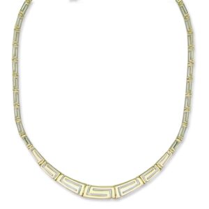 Yellow Gold Greek Key Graduated Collarette/non Graduated Bracelet