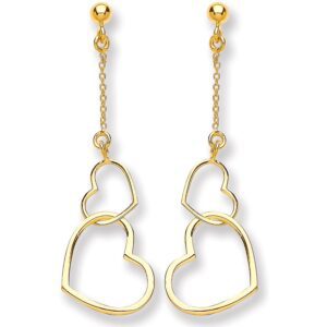 Yellow Gold Heart Drop Earring