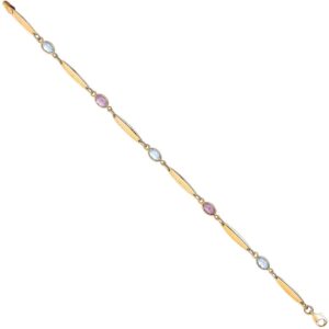 Yellow Gold Ladies Bracelet With Amethyst & Blue Topaz