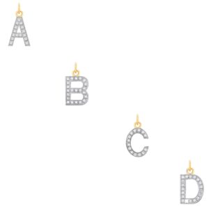Yellow Gold Medium Cubic Zirconia Initial Pendants