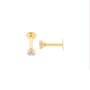 Yellow Gold P/c Cubic Zirconia Ear Cartilage Stud