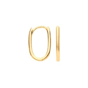 Yellow Gold Plain Hinged Oval Hoop Huggies