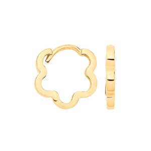 Yellow Gold Small Flower Shaped Plain Huggies