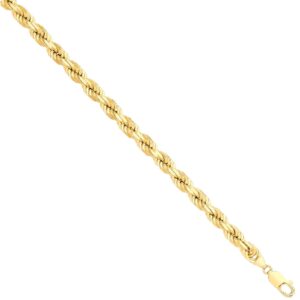 Yellow Gold Solid D/c 7.5mm Rope Chain
