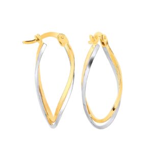 Yellow Gold Two Colour Twist Oval Hoops