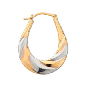 Yellow & White Gold Oval Hoop Earrings