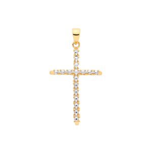 Yellow & White Gold With Illusion D/c Plate Cross